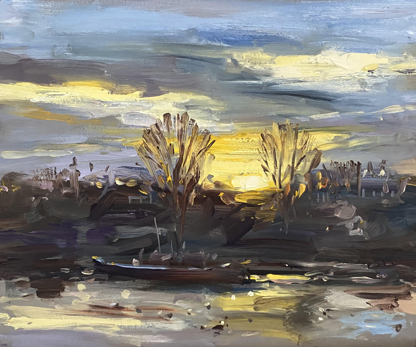 Tushar Sabale: Sunset By The River Boats