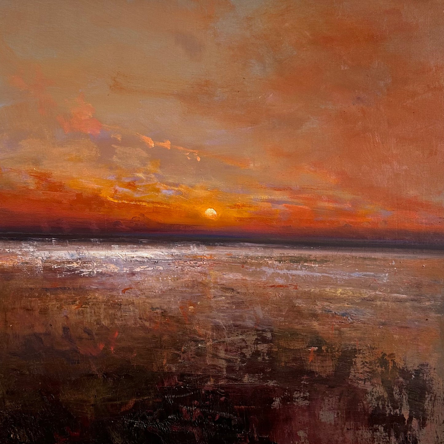 Eventide, Oil on panel painting by Richard K Blades. Available from The Point Contemporary, Art Gallery in Cromer, North Norfolk UK