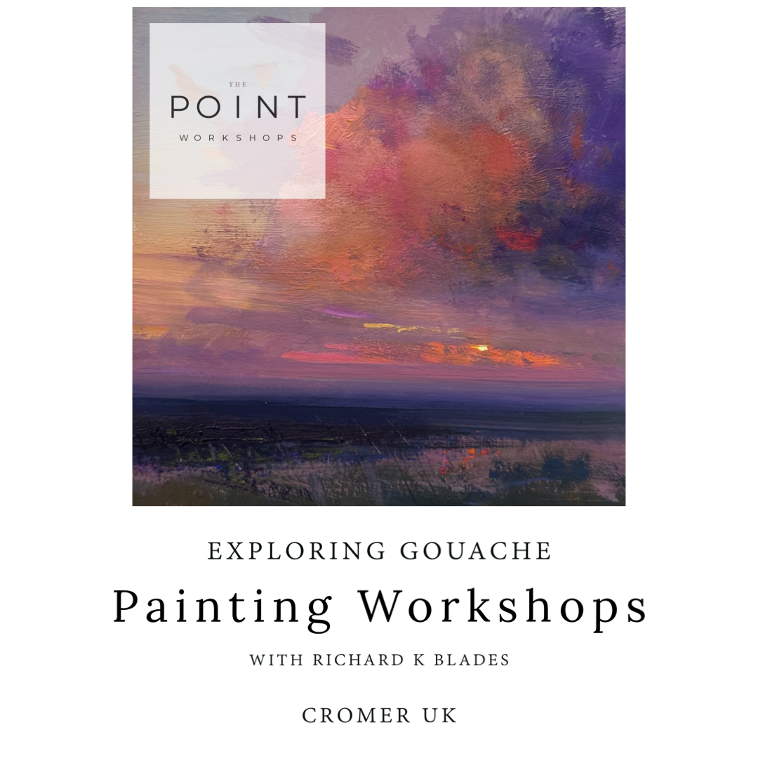 Gouache painting classes, lessons and workshop in Norfolk. With Richard K Blades, Taking place at The Point Contemporary in Cromer, North Norfolk
