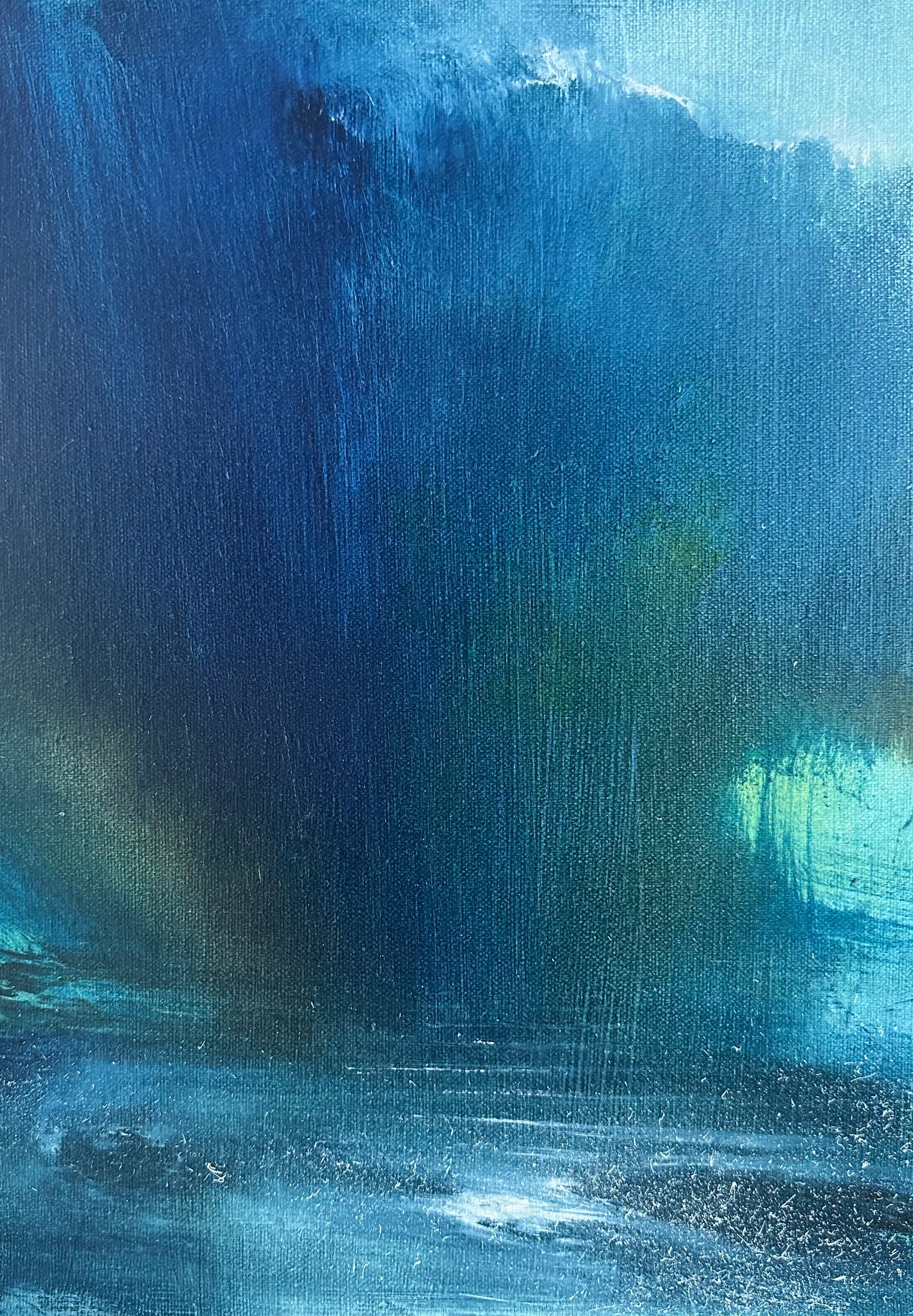 Oil on canvas by Mark Stopforth. Available from the Point Contemporary Art Gallery in Cromer, Norfolk UK. Downpour