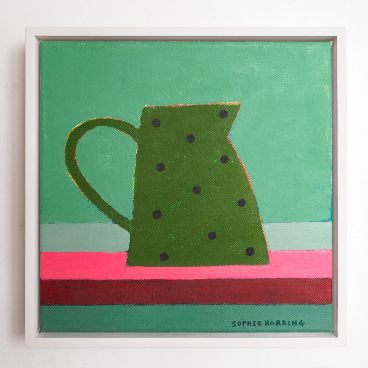 Sophie Harding - Green Jug on Stripes