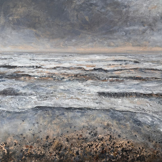 Liz James Acrylic Seascape painting. Norfolk Artist available at The Point Contemporary Art Gallery Cromer North Norfolk 