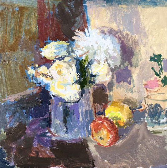 Daniel Shadbolt NEAC: White Roses & Chrysanthemum