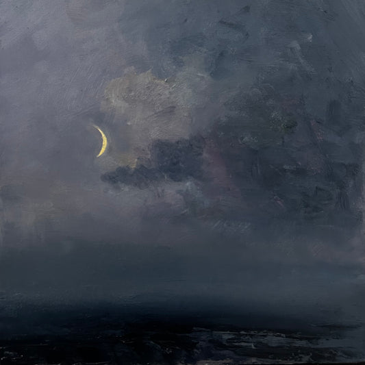 Meg Moon, Oil on panel painting by Richard K Blades. Available from The Point Contemporary, Art Gallery in Cromer, North Norfolk UK