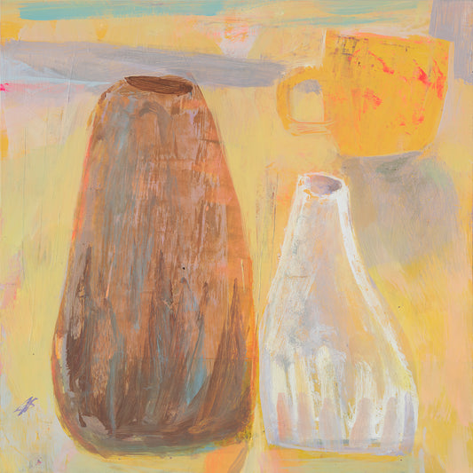 Together Again. Still Life composition by Gabriella Buckingham. Acrylic painting on panel available at the Point Contemporary Art Gallery. Cromer North Norfolk together again