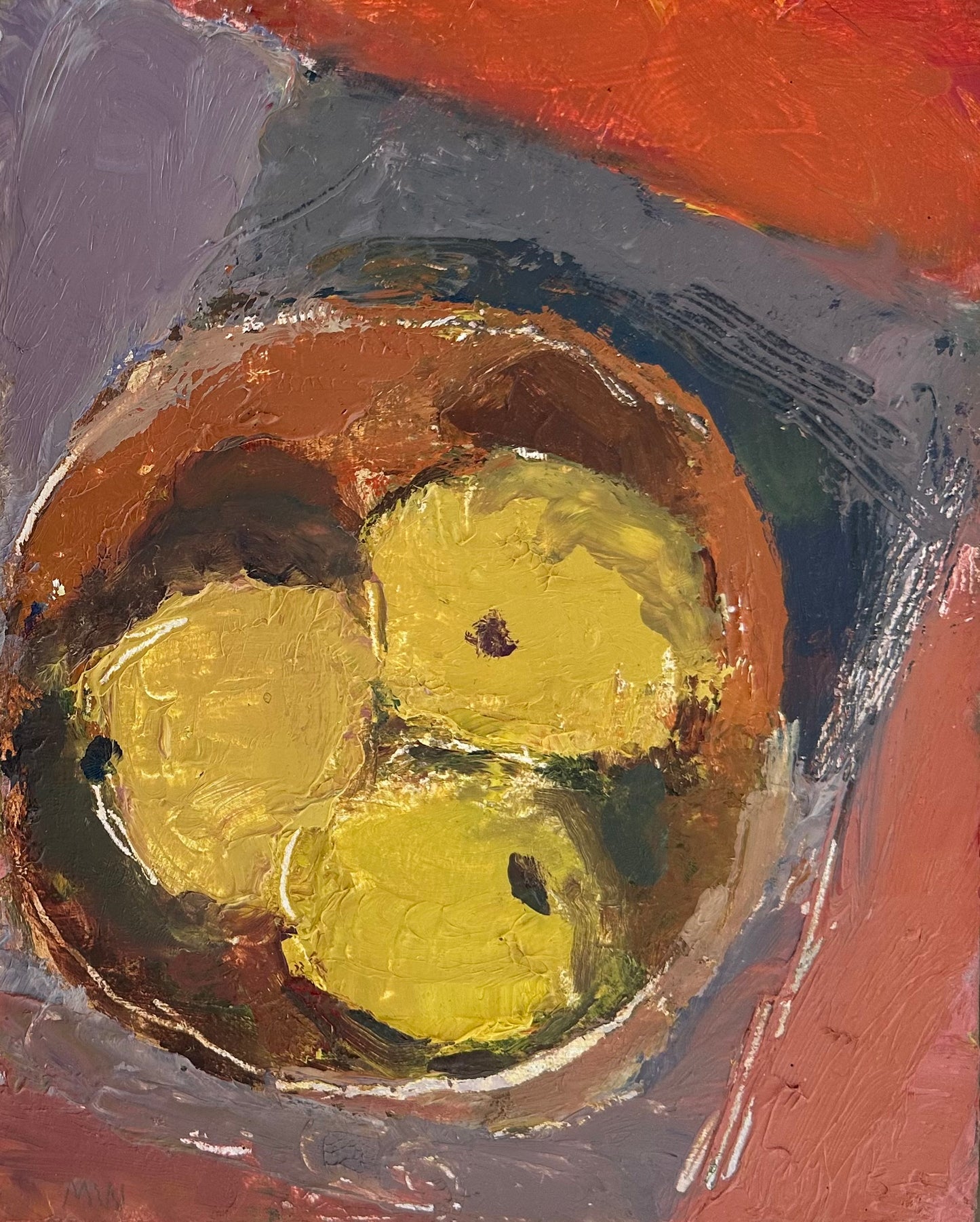 Michael Weller: Three Apples In A Red Bowl -