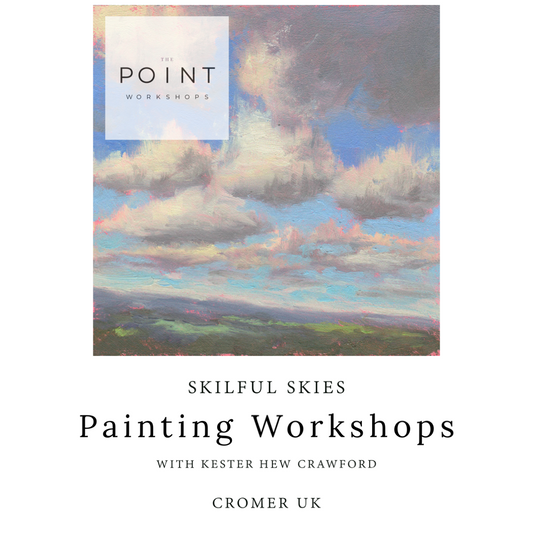 Painting workshop at The Point Contemporary in Cromer, Norfolk UK. Skillful skies with Kester Hew Crawford